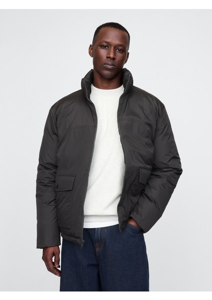 Erkek Siyah Modern Puffer Şişme Mont