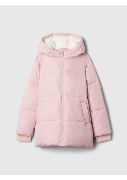Kız Çocuk Pembe Coldcontrol Max Uzun Puffer Şişme Mont