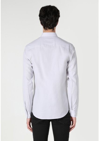 Slim Fit Taş Erkek Uzun Kol Gömlek