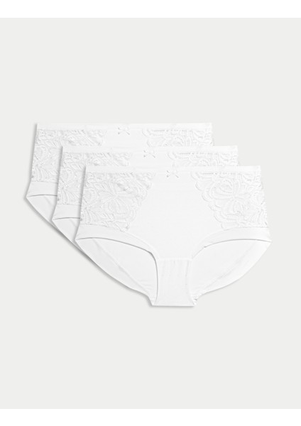 3'lü Paket Amelia Dantelli Yüksek Bel Şort Külot Seti