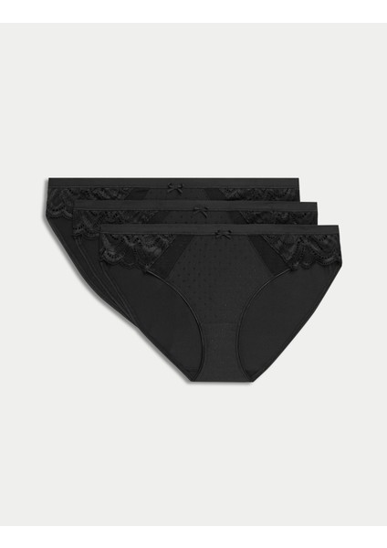 3'lü Amelia Dantelli Bikini Külot Seti