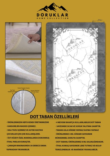 Kaymaz Taban Yıkanabilir Dijital Baskı Dekoratif Modern Desenli Dot Taban Halı Nova Serisi NV71 fiyatları