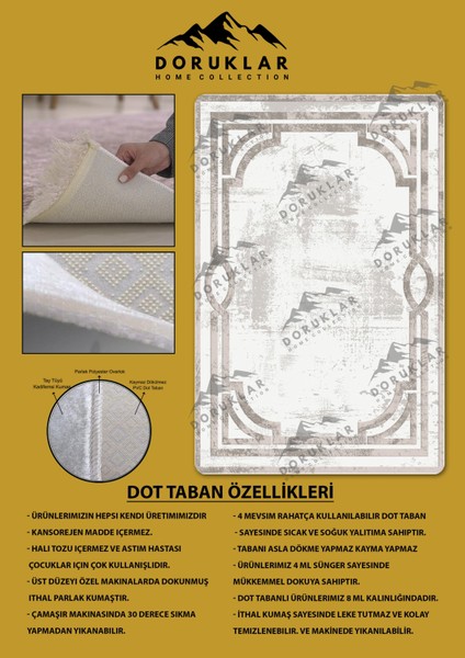 Kaymaz Taban Yıkanabilir Dijital Baskı Dekoratif Modern Desenli Dot Taban Halı Nova Serisi NV80 fiyatları