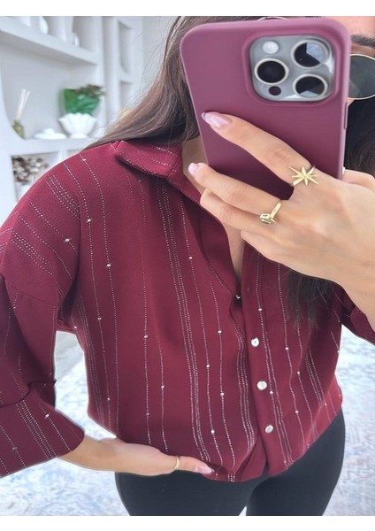 Parlak Taşlı Fakir Kol Gömlek