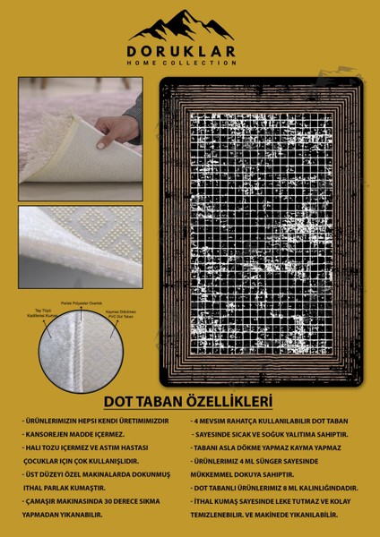 Kaymaz Taban Yıkanabilir Dijital Baskı Dekoratif Modern Desenli Dot Taban Halı Nova Serisi NV66 fiyatları
