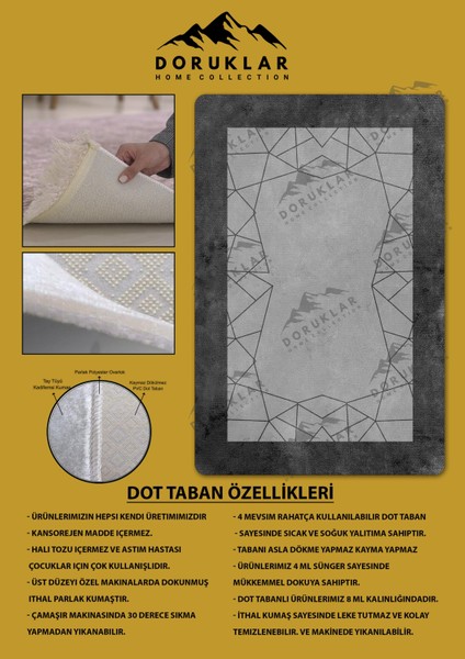 Kaymaz Taban Yıkanabilir Dijital Baskı Dekoratif Modern Desenli Dot Taban Halı Nova Serisi NV75 fiyatları