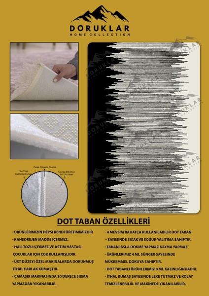 Kaymaz Taban Yıkanabilir Dijital Baskı Dekoratif Modern Desenli Dot Taban Halı Nova Serisi NV73 fiyatları