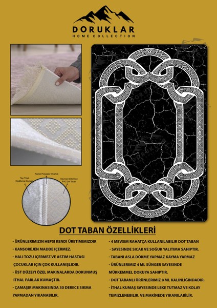 Kaymaz Taban Yıkanabilir Dijital Baskı Dekoratif Modern Desenli Dot Taban Halı Nova Serisi NV64 fiyatları