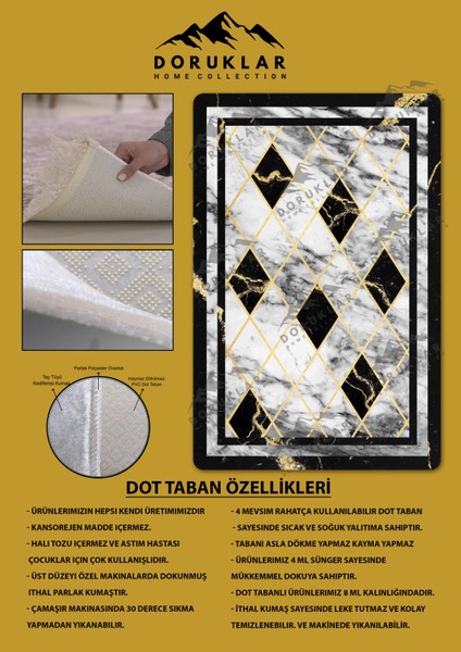 Kaymaz Taban Yıkanabilir Dijital Baskı Dekoratif Modern Desenli Dot Taban Halı Nova Serisi NV78 fiyatları