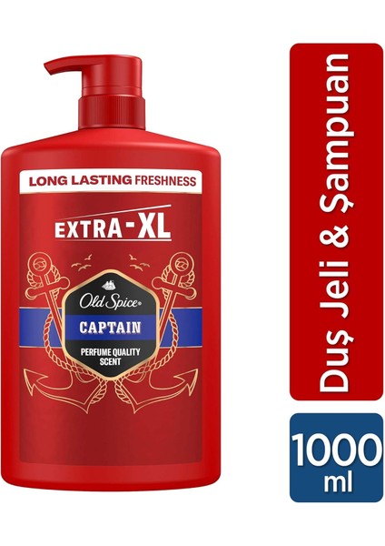Captain Erkekler Için Duş Jeli ve Şampuan Ekstra-Xll 1000 ml x 2 Adet