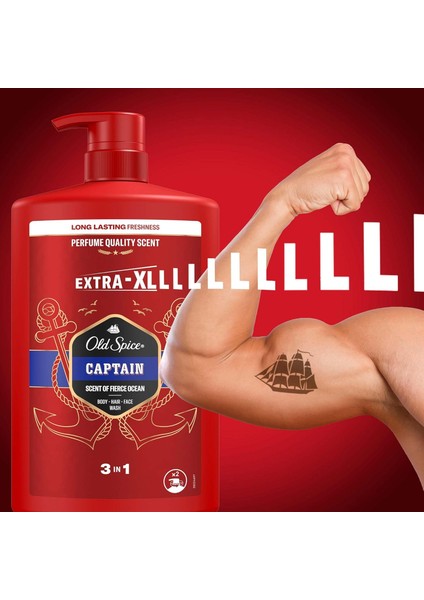 Captain Erkekler Için Duş Jeli ve Şampuan Ekstra-Xll 1000 ml x 2 Adet