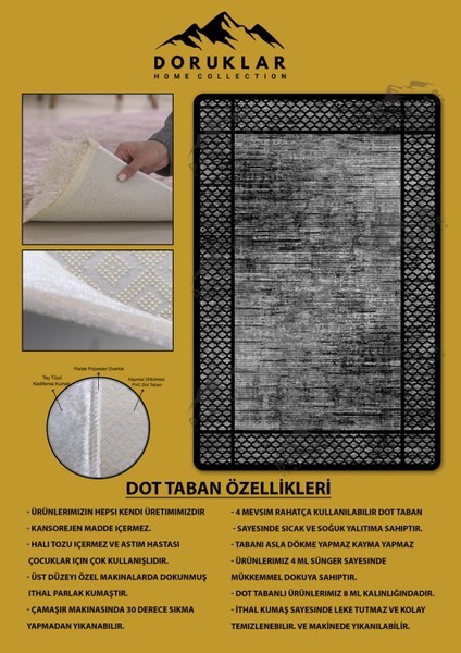 Kaymaz Taban Yıkanabilir Dijital Baskı Dekoratif Modern Desenli Dot Taban Halı Nova Serisi NV72 fiyatları