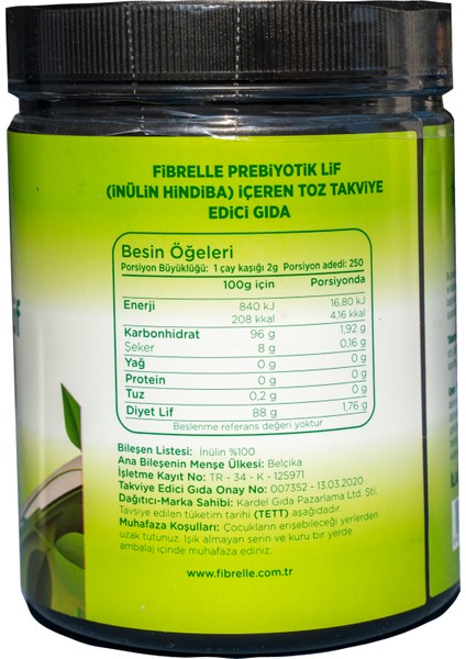Prebiyotik Lif Inülin 500 gr fiyatları