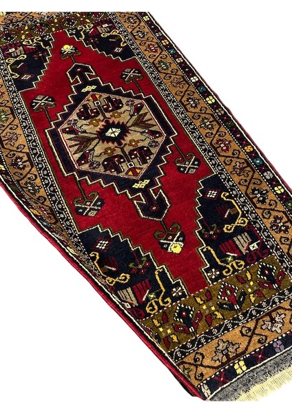 El Dokuma Sıfır Çamardı 103 x 200 Kırmızı Lacivert Kök Boya Halı modelleri