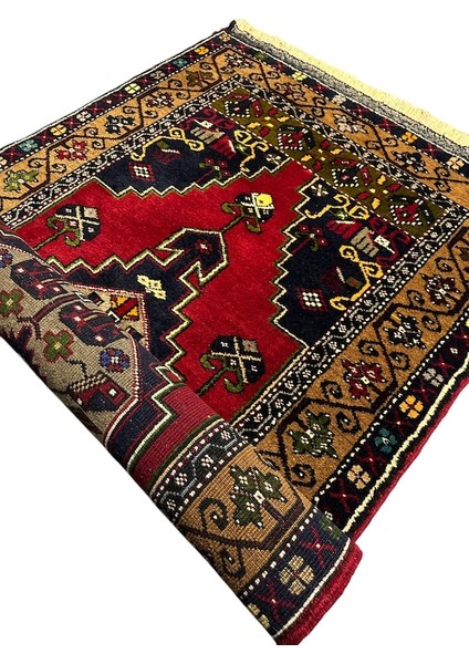 El Dokuma Sıfır Çamardı 103 x 200 Kırmızı Lacivert Kök Boya Halı fırsatları