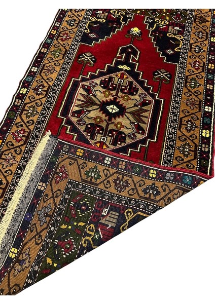 El Dokuma Sıfır Çamardı 103 x 200 Kırmızı Lacivert Kök Boya Halı indirimleri