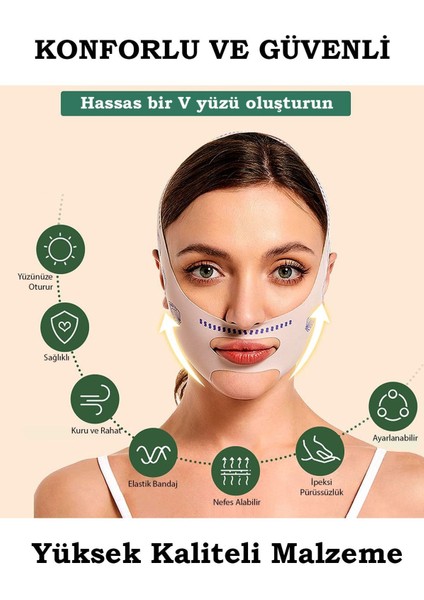 Yüz, Çene, Boyun Şekillendirme Toparlayıcı Skılaştırıcı Band Gündüz ve Gece Kullanım