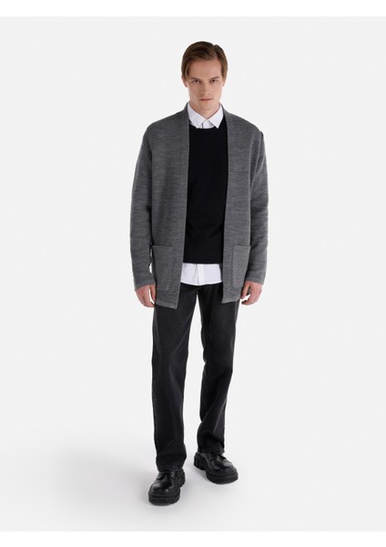 Regular Fit Cepli Gri Erkek Hırka Cl1065572