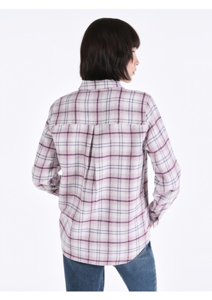 Regular Fit Kareli Çok Renkli Kadın Uzun Kol Gömlek