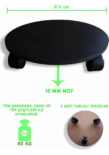 Damacana Tüp Saksı Altlığı Tekerlekli Taşıma Aparatı Altlık Pratik Mobilya