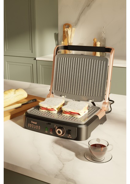 FR-TM01 Vintage Retro Izgara ve Tost Makinesi 6 Dilim Kapasiteli 2000W fırsatları