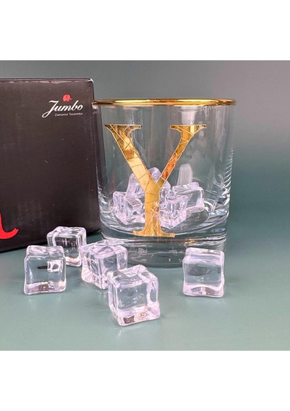 Y Harfli Gold Altın Yaldızlı Viski Kadeh Bardak Jumbo Serisi