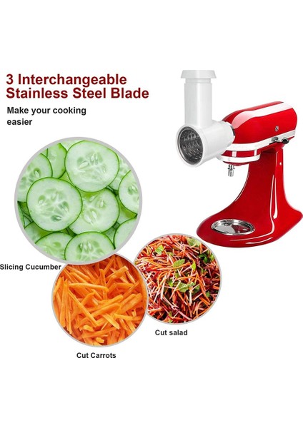 Kitchenaid Stand Mikser Için Peynir Dilimleme Parçalayıcı Aparatı, Kitchenaid Parçalayıcı Aksesuarlarını 3 Bıçakla Değiştirin (Yurt Dışından) modelleri