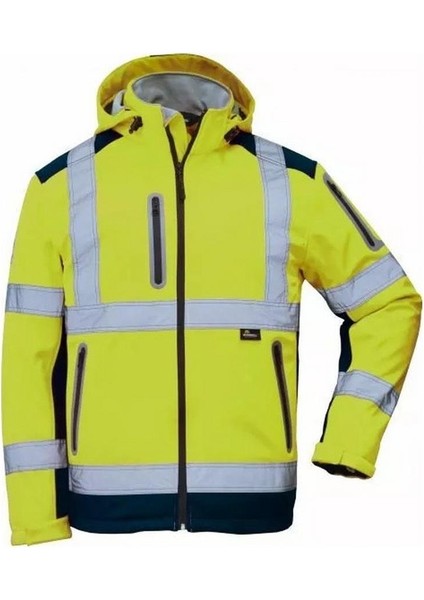 Softshell Reflektörlü Iş Montu Su Geçirmez Ceket Sarı modelleri