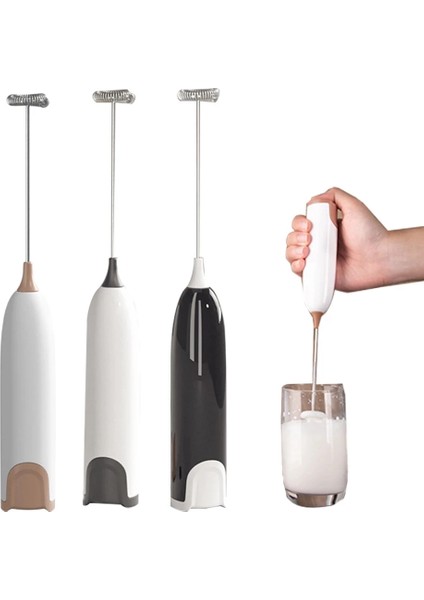 Elektrikli Süt Köpürtücü Mutfak Köpürtücü Çırpma Mikser Karıştırıcı Kahve Cappuccino Çırpma Köpüklü Karışım Yumurta Çırpıcı Beyaz (Yurt Dışından)
