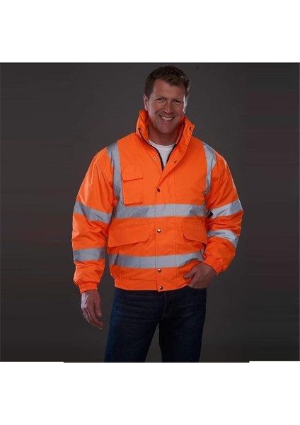 Reflektörlü 300D Oxford Bomber Mont Turuncu fırsatları
