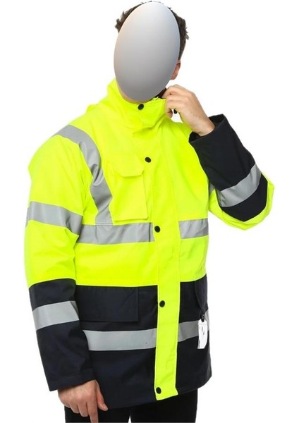 Reflektörlü 300D Oxford Çift Renk Parka Yağmurluk Sarı fiyatları