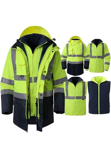 Reflektörlü Oxford Çift Renk 300D Oxford 5+1 Parka Sarı