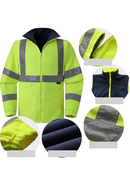 Reflektörlü Oxford Çift Renk 300D Oxford 5+1 Parka Sarı
