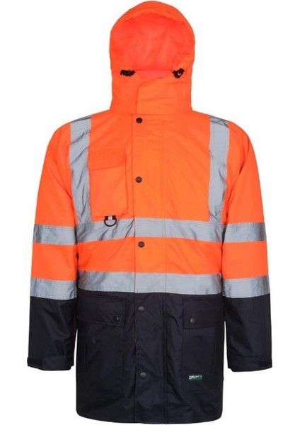 Reflektörlü 5+1 Farklı Kullanımlı Oxford 300D Parka Turuncu