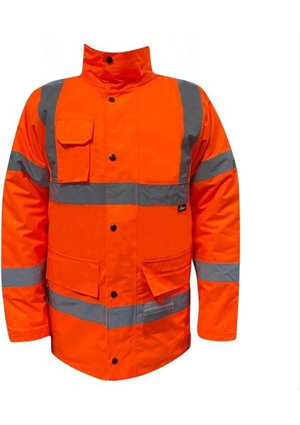 Reflektörlü 300D Oxford Içi Kapitoneli Parka Mont Turuncu
