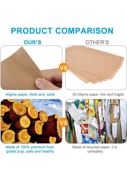 300 Adet Ağartılmamış Parşömen Kağıdı, Önceden Kesilmiş Pişirme Gömlekleri Kağıt, Yapışmaz, Su Geçirmez, Yağ Geçirmez, Isıya Dayanıklı (Yurt Dışından) modelleri