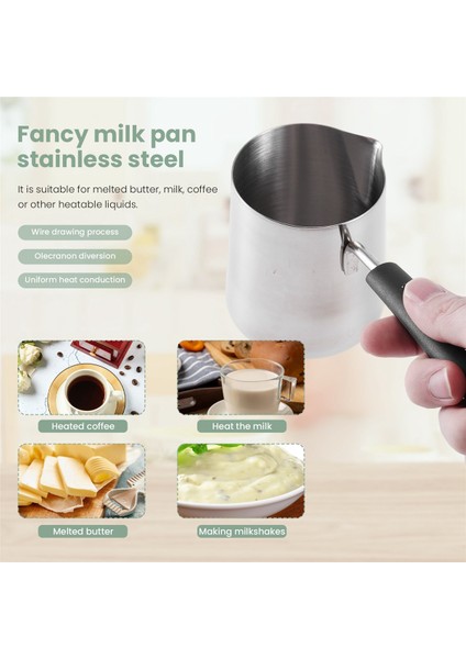 350ML Süt Tereyağı Isıtıcı Pot, Türk Cezvesi, Çay Için Emzikli Paslanmaz Çelik Soba Üstü Eritme Potası, Isıtma (Yurt Dışından)