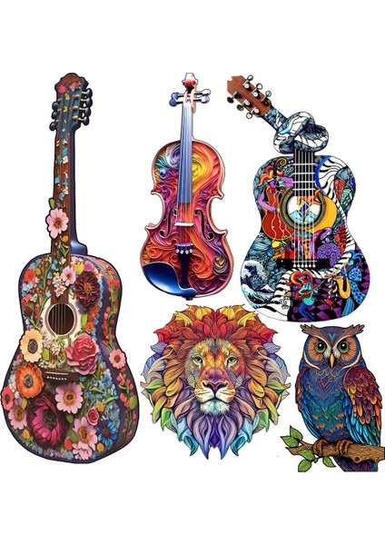 Gitar Müzikal Ahşap Bulmacalar Oyuncak Dekorasyon Düzensiz Şekil Bulmaca Tahtası Seti Dekompresyon Bulmaca Oyuncakları Yetişkinler Aile Için (Yurt Dışından) fiyatları