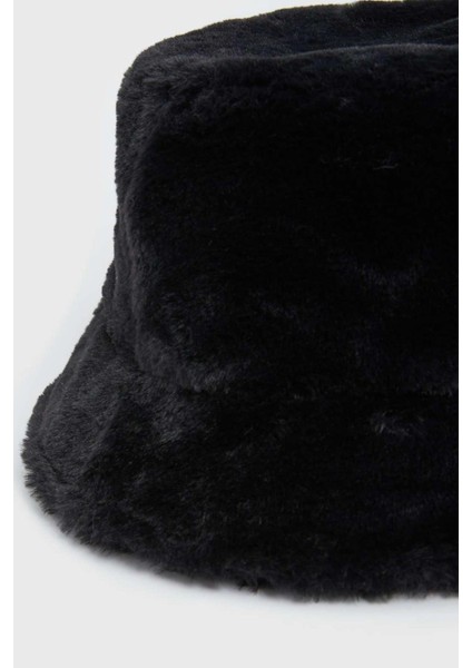 Siyah Yumuşak Dokulu Peluş Bucket Şapka modelleri
