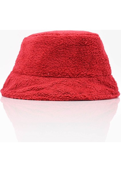 Kırmızı Yumuşak Dokulu Peluş Bucket Şapka modelleri