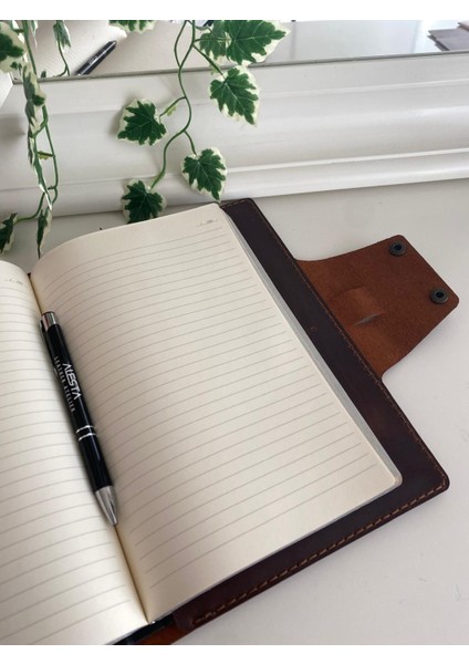 (Isim Yazıyoruz) El Yapımı Hakiki Deri A5 Ajanda Kılıfı - Defter & Kalem Hediyeli