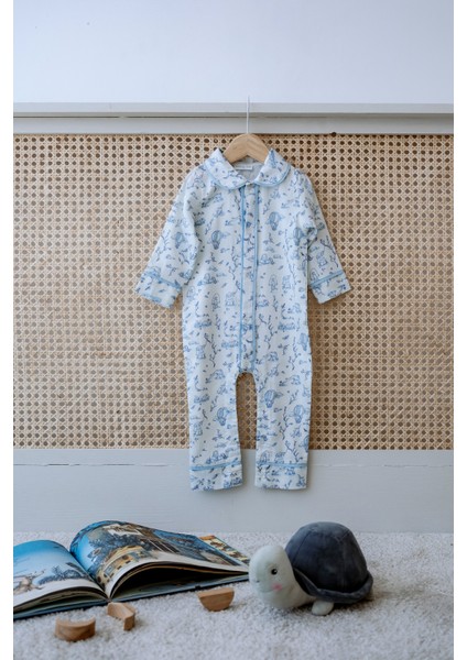 Pamuk Saten Tulum - Toile De Jouy / Mavi fiyatları