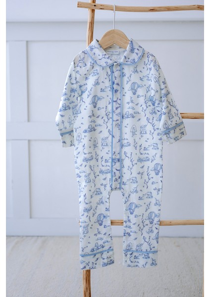 Pamuk Saten Tulum - Toile De Jouy / Mavi fırsatları