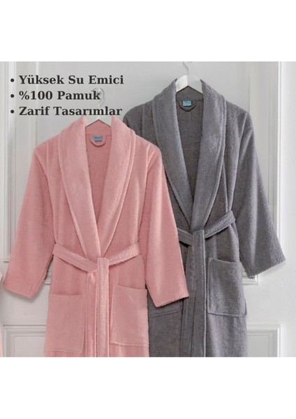 Antrasit Pembe Havlulu Bornoz 4lü Set fiyatları