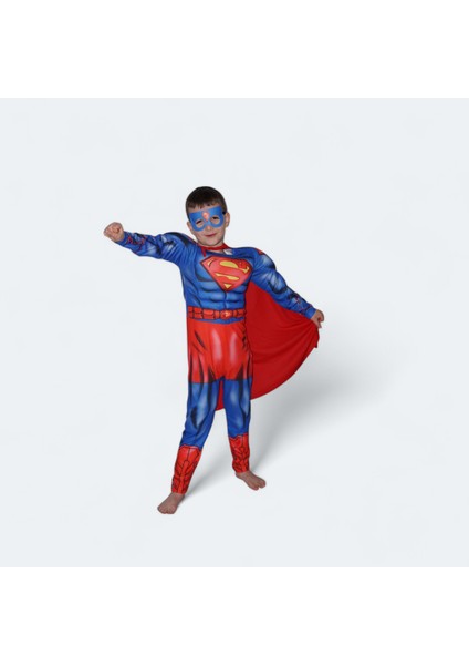 Süperman Kaslı Kostüm Maskeli ve Pelerinli Kaslı Süperman Çocuk Kostümü fiyatları