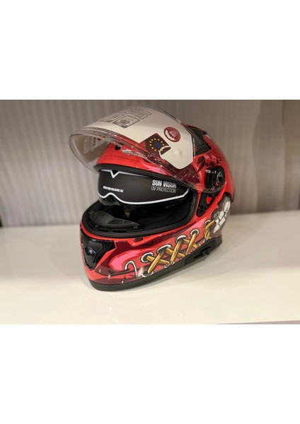 Kask Shıro Katana Sv Psyco Turuncu/bordo