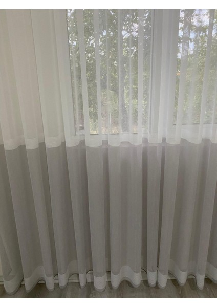 Renk Geçişli Dörtgen Desen Tül Perde Sık Pile modelleri