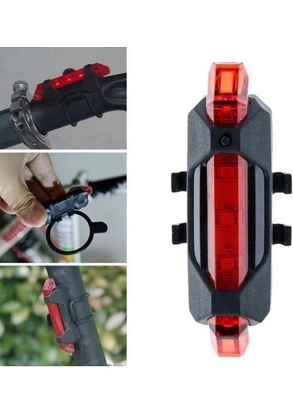 USB Şarj Edilebilir Parlak Bisiklet LED Lamba Güvenlik Uyarı Arka Lamba Işığı
