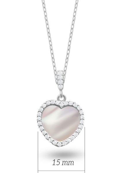 Sedef Taşlı Kalp Gümüş Kolye 925 Ayar Sssedefkalp Beyaz Renk fiyatları