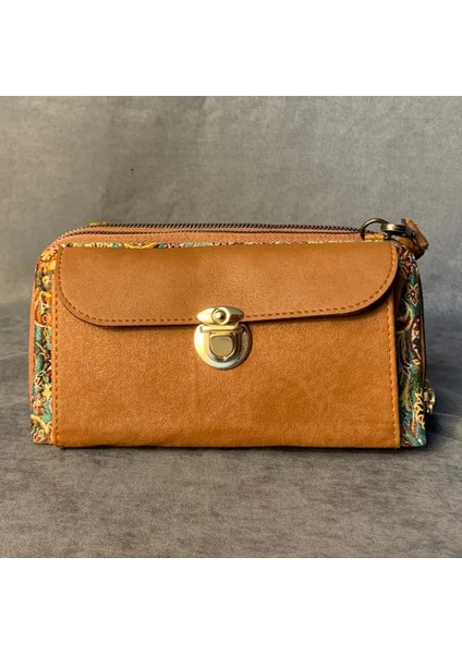 Etnik Desenli Kemerli Çift Fermuarlı Kadın Cüzdan / Bel Çantası fiyatları